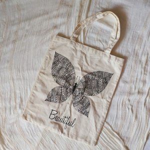 "Beautiful" Butterfly Canvas Tote